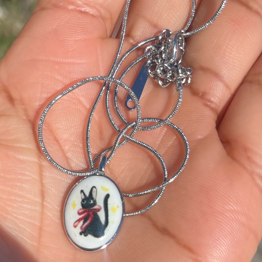 Silver Cat Pendant Necklace